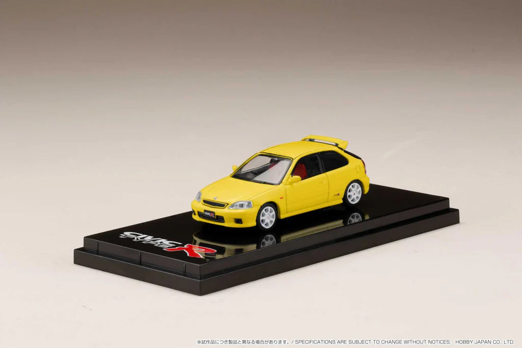 HONDA CIVIC TYPE R (EK9) W/ENGINE DISPLAY (SUNLIGHT YELLOW) HOBBY JAPAN 1:64