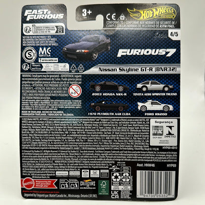 Nissan Skyline GT-R (BNR32) 4/5 Fast & Furious Hotwheels Premium 1:64