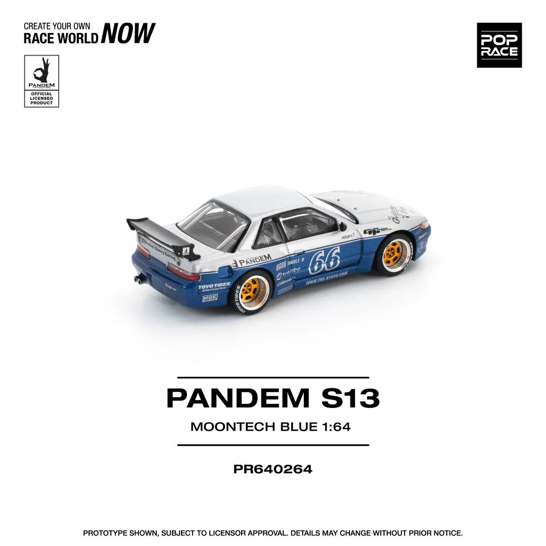 Pandem Nissan Silvia S13 Moontech Blue - POP RACE 1:64