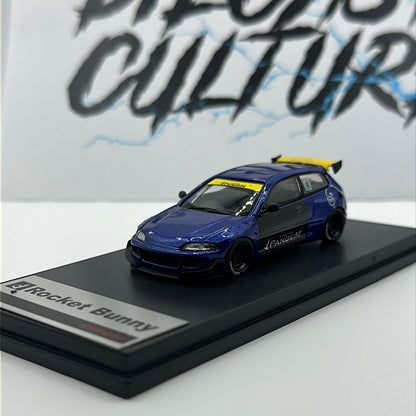 HONDA EG6 ROCKET BUNNY PANDEM BLUE 1:64 Scale