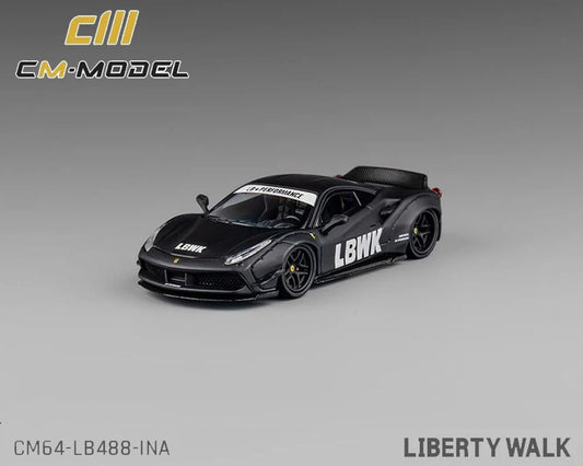 LBWK FERRARI 488 WIDEBODY INDONESIA EXCLUSIVE – MATTED BLACK WITH CARBON – LIMITED EDITION - CM MODEL 1:64