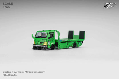 Custom Flat Bed Tow Truck REXY Dino Green - Mega Gear 1:64 Scale