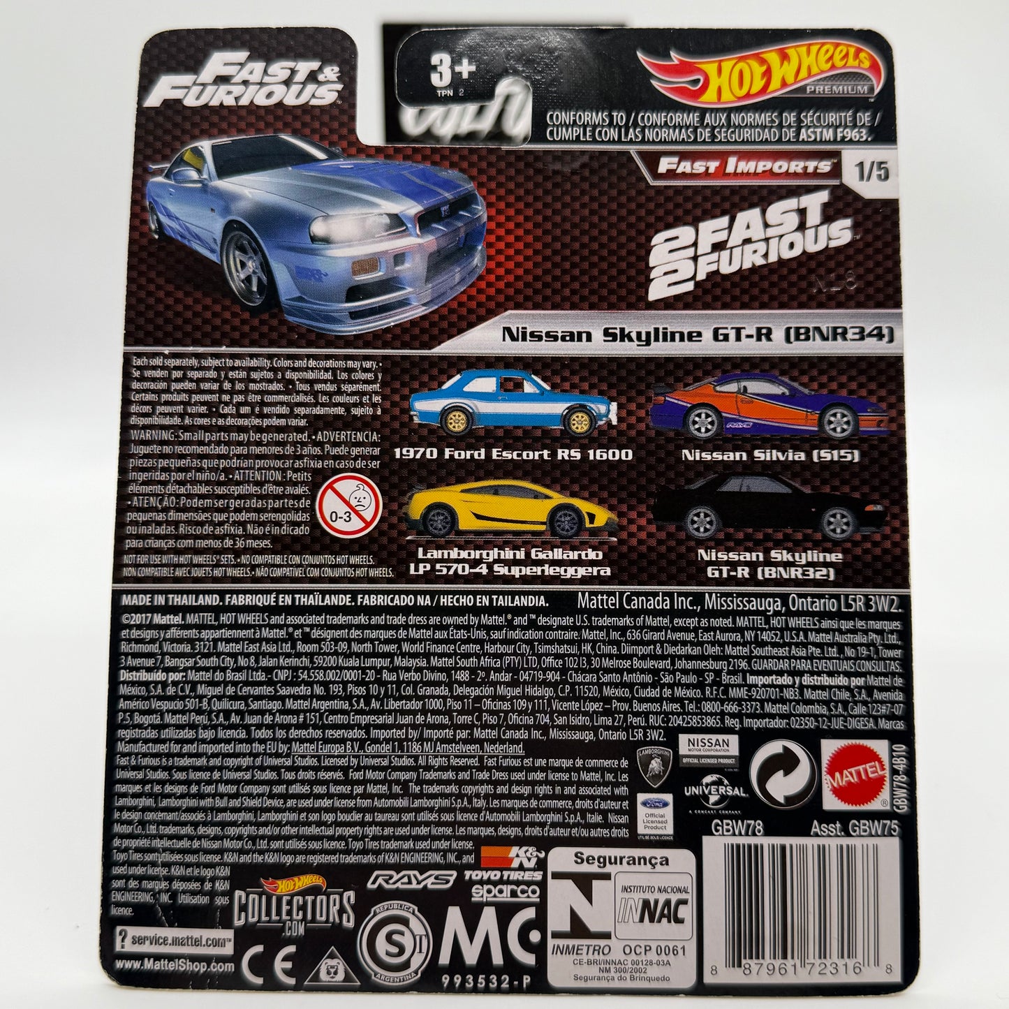 Nissan Skyline GTR BNR34 Brian O’Connor FAST & FURIOUS - Fast Imports 1/5 Hotwheels Premium