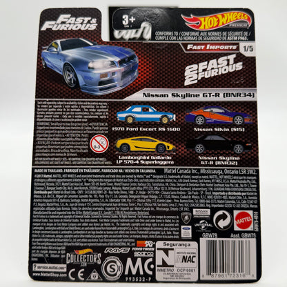 Nissan Skyline GTR BNR34 Brian O’Connor FAST & FURIOUS - Fast Imports 1/5 Hotwheels Premium