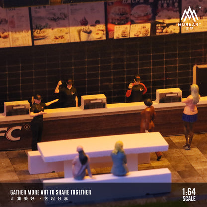 KFC Restaurant Parking Scene w/LED Lights Morearts 1:64