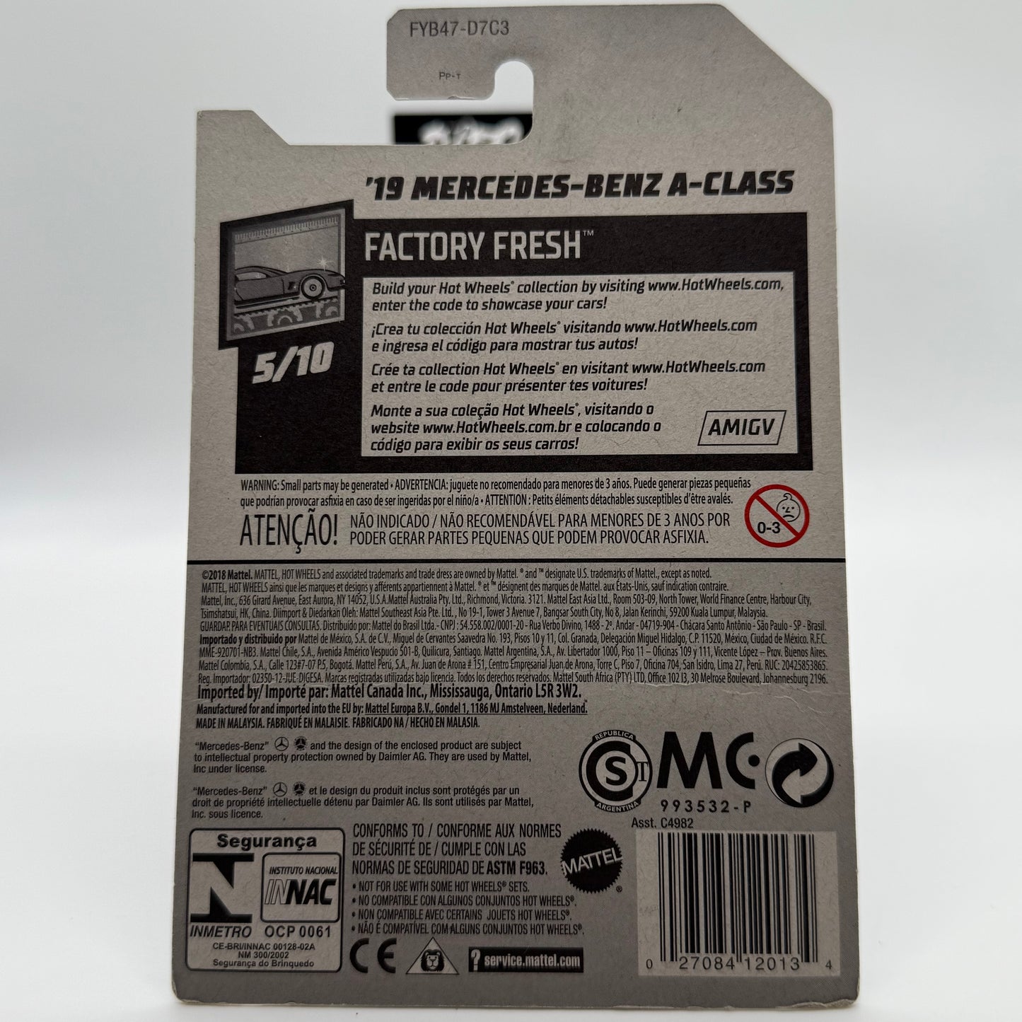 ‘19 Mercedes-Benz A Class FACTORY FRESH 5/10 Hotwheels Mainline 201/250
