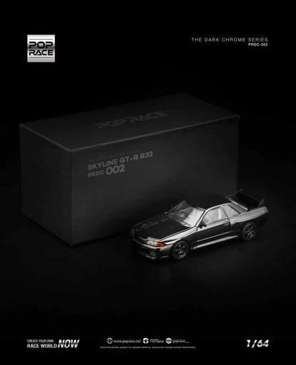 Nissan R32 GTR DARK CHROME - Pop Race 1:64