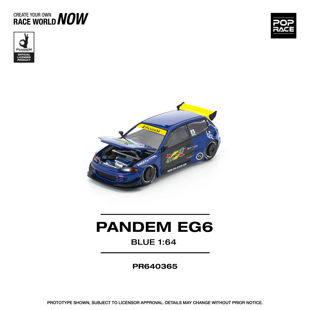 HONDA CIVIC EG6 PANDEM (SUNOCO BLUE/YELLOW) POP RACE 1:64