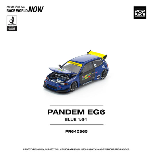 HONDA CIVIC EG6 PANDEM (SUNOCO BLUE/YELLOW) POP RACE 1:64