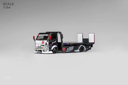 Skeleton Dinosaur H300 Custom Flatbed Tow Truck  (Black & White) - Mega Gear 1:64