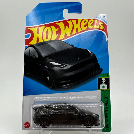 Tesla Model Y HW Green Speed 3/10 Hotwheels Mainline 15/250