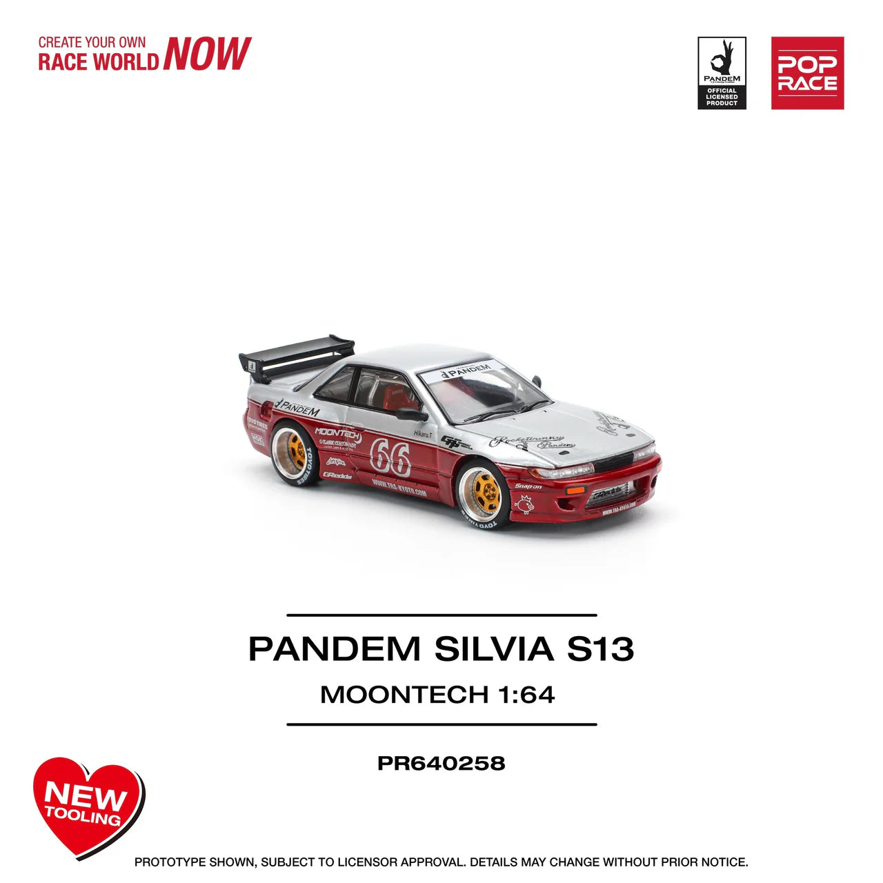 Pandem Nissan Silvia S13 - MOONTECH RED NEW TOOLING Pop Race 1:64