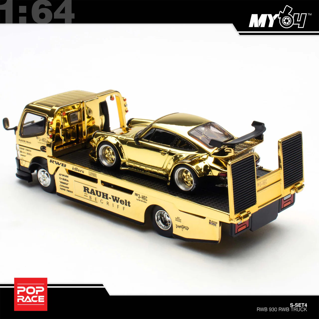 (In-Stock) RWB 930 GOLD CHROME TRUCK SET HEC 2026 Exclusive - Pop Race 1:64