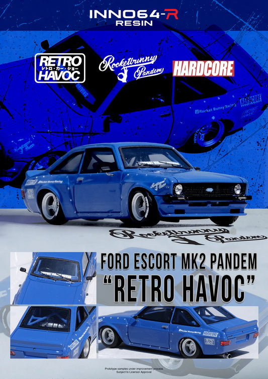 Ford Escort MK2 Pandem “EMOTION” Retro Havoc Blue INNO64