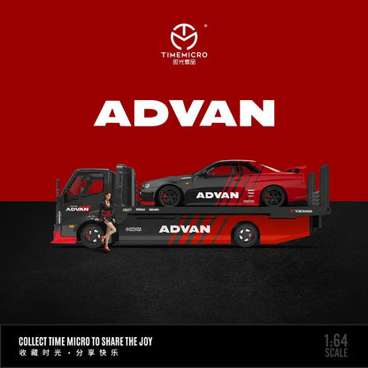 NISSAN GTR34 AND TRAILER ADVAN LIVERY - TIMEMICRO 1:64