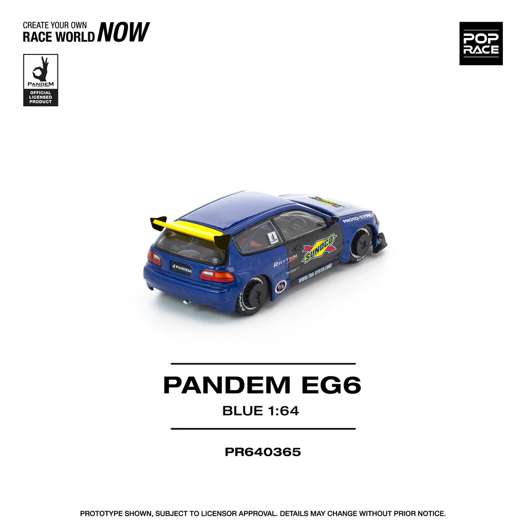 HONDA CIVIC EG6 PANDEM (SUNOCO BLUE/YELLOW) POP RACE 1:64
