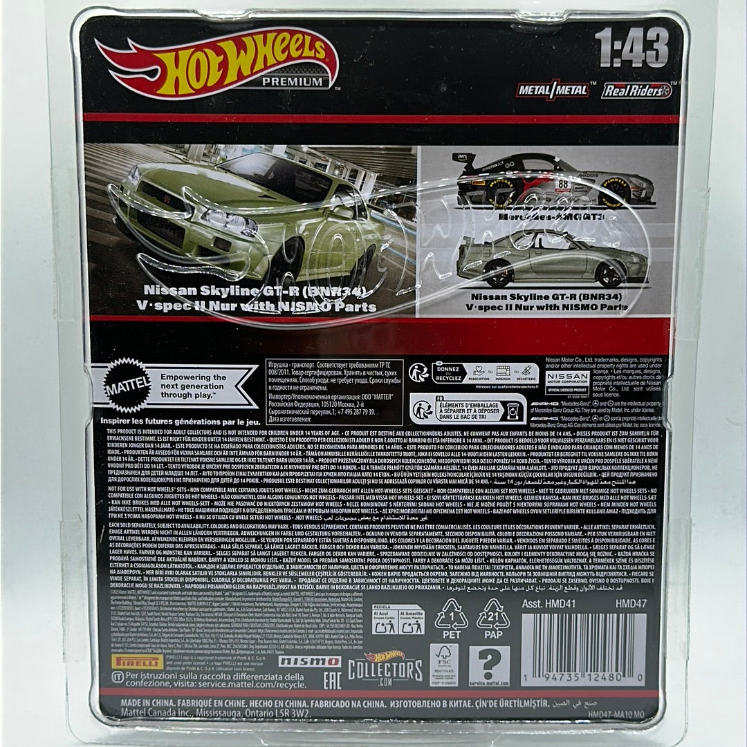 Nissan Skyline GT-R (BNR34) V-Spec II Nur with NISMO Parts Hotwheels Premium #5 1:43 Scale