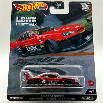 LB-ER34 Super Silhouette Nissan Skyline LBWK Liberty Walk - Mountain Drifters 4/5 Hotwheels Premium