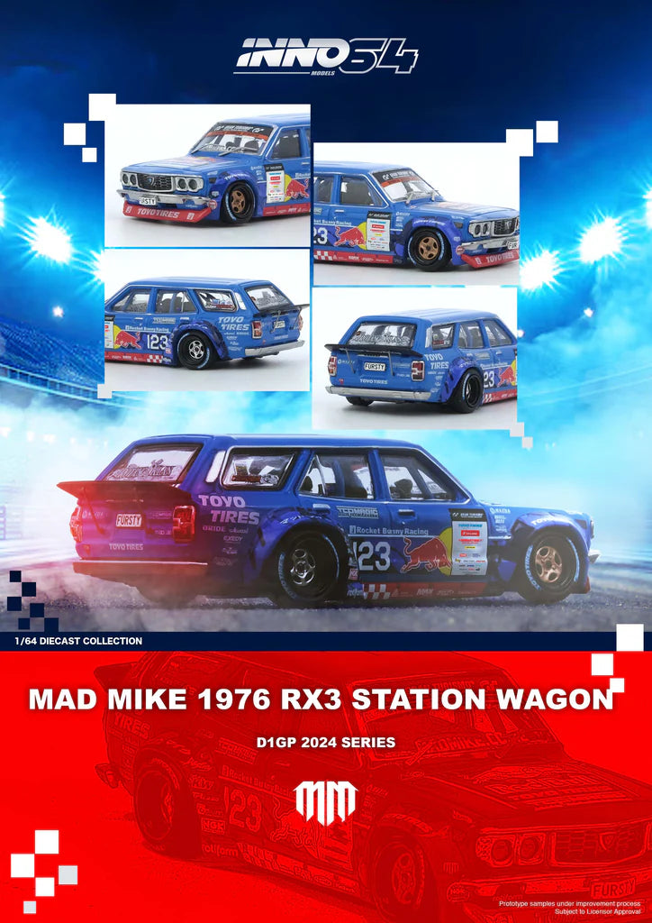 MAD MIKE (2024 D1GP SERIES) 1976 MAZDA RX3 STATION WAGON INNO64