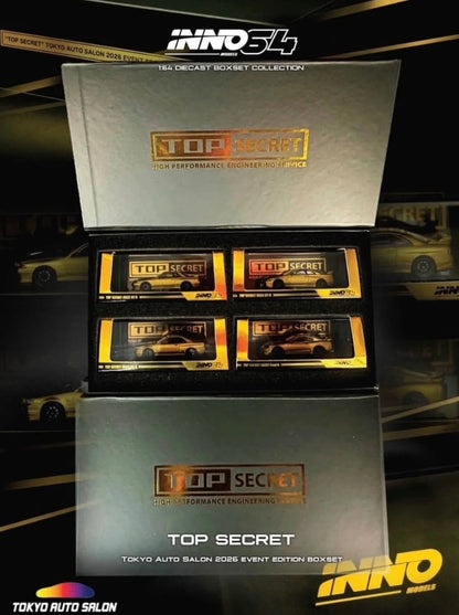 INNO64 TOP SECRET Box Set Collection R32/R33/R34/Supra A80 4-Car Bundle | 2026 Tokyo Autosalon Japan