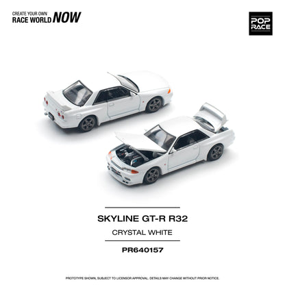 Nissan Skyline GT-R R32 Crystal White – PR64-0157 POP RACE