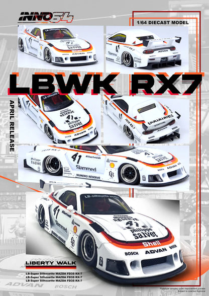 MAZDA RX7 (FD3S) LB-SUPER SILHOUETTE (WHITE) #41 SLAMMED - INNO64