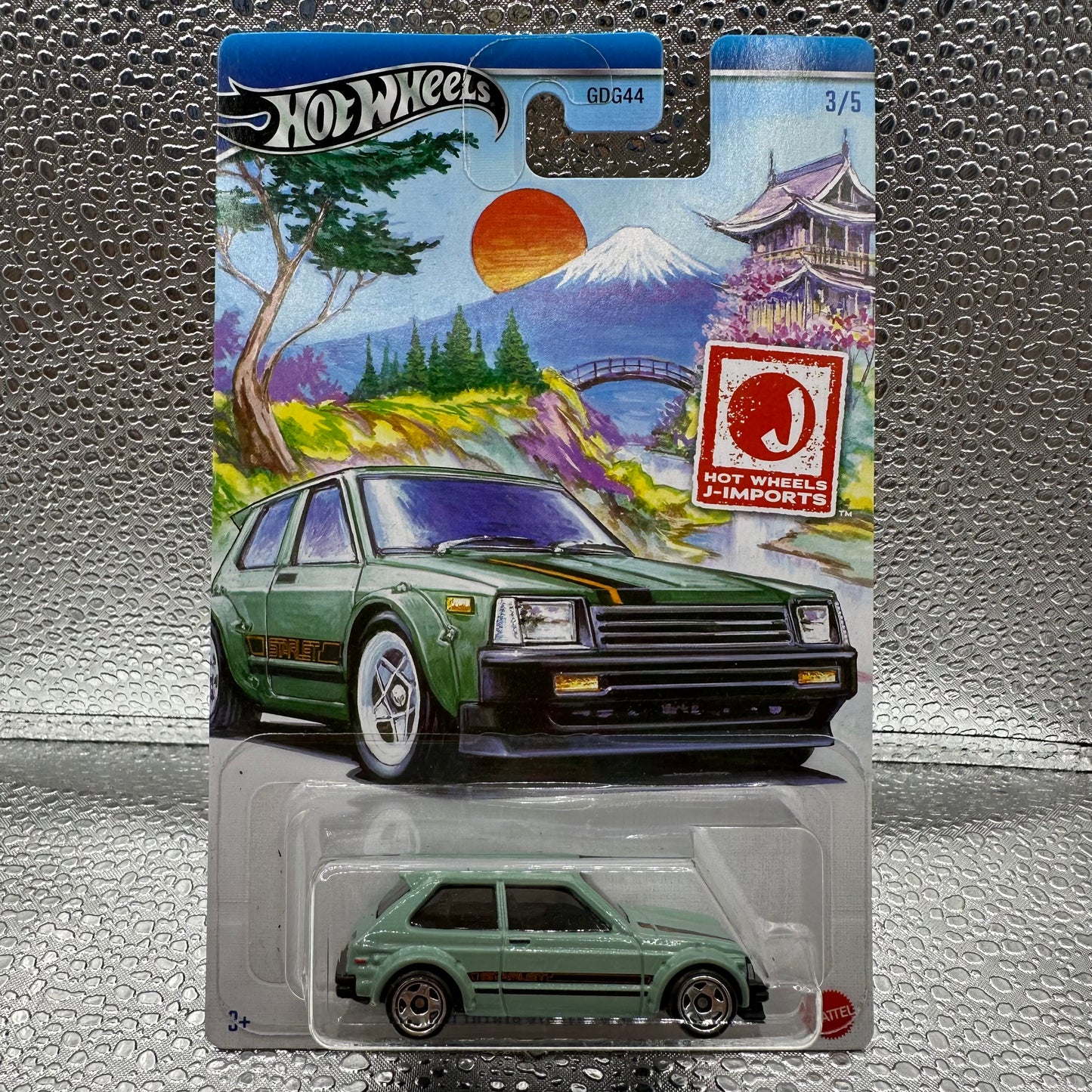 ‘81 Toyota Starlet KP61 HW J-Imports 3/5 Hotwheels Mainline Themed