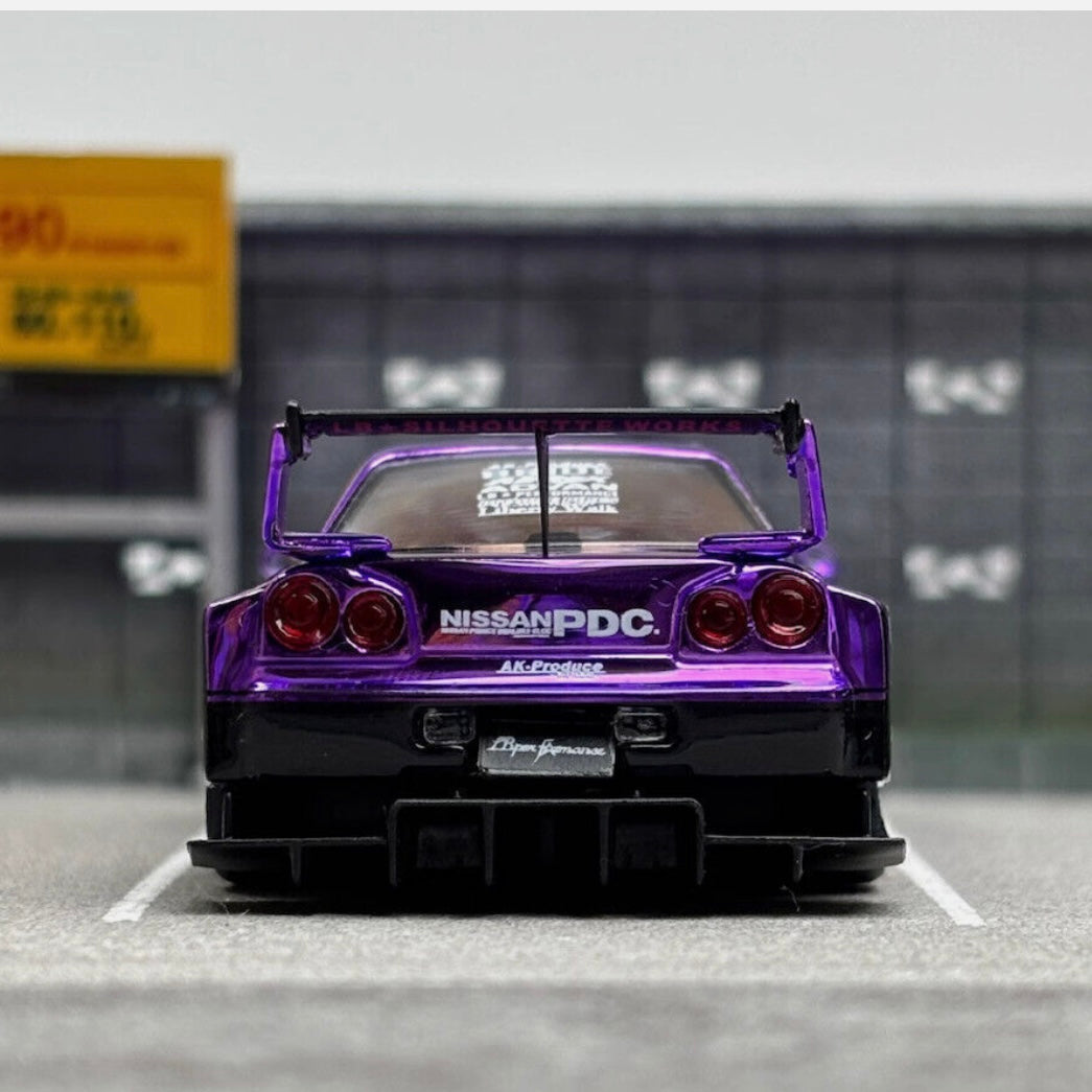 Chrome Purple Skyline GTR ER34 LBWK Liberty Walk GB SW 1:64 LIMITED TO 499pcs