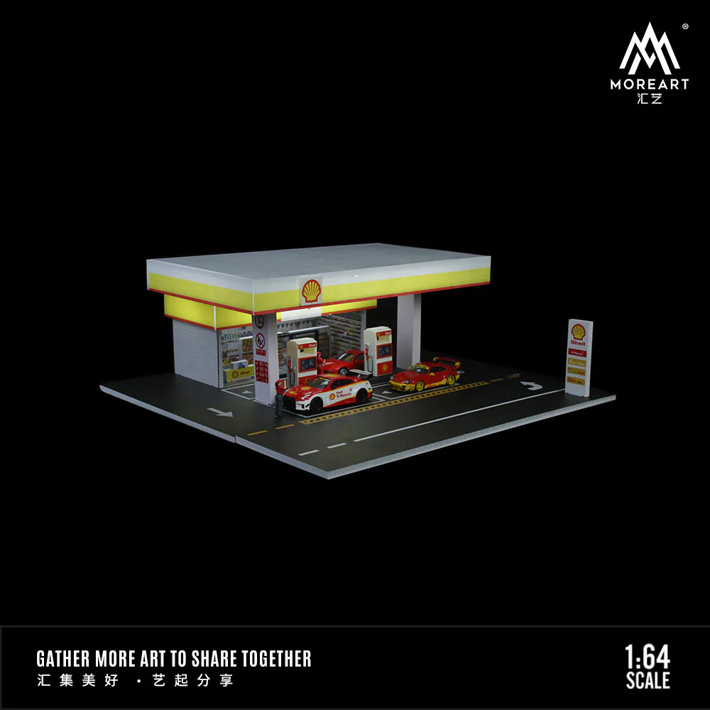 SHELL GAS STATION SCENE MODEL - MOREART 1:64