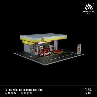 SHELL GAS STATION SCENE MODEL - MOREART 1:64
