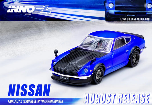 NISSAN FAIRLADY 240Z (S30)  BLUE W/CARBON HOOD - INNO64