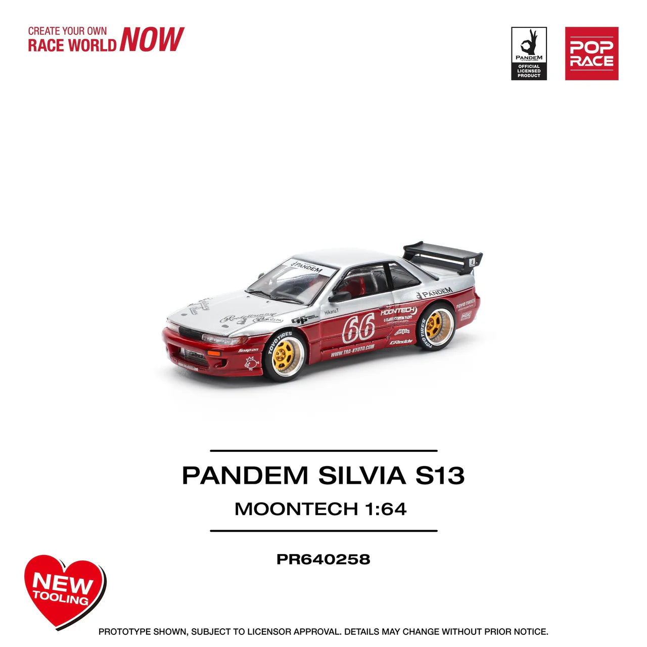 Pandem Nissan Silvia S13 - MOONTECH RED NEW TOOLING Pop Race 1:64