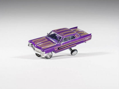 1964 Cadillac Coupe Deville Purple - LOWRIDER (Posable) 97m 1:64