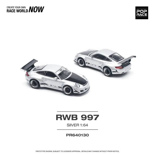 Porsche RWB 997 Silver - Pop Race 1:64