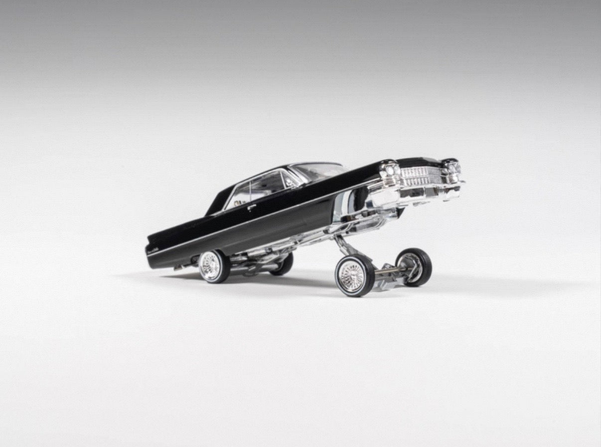 1964 Cadillac Coupe Deville Black - LOWRIDER (Posable) 97m 1:64