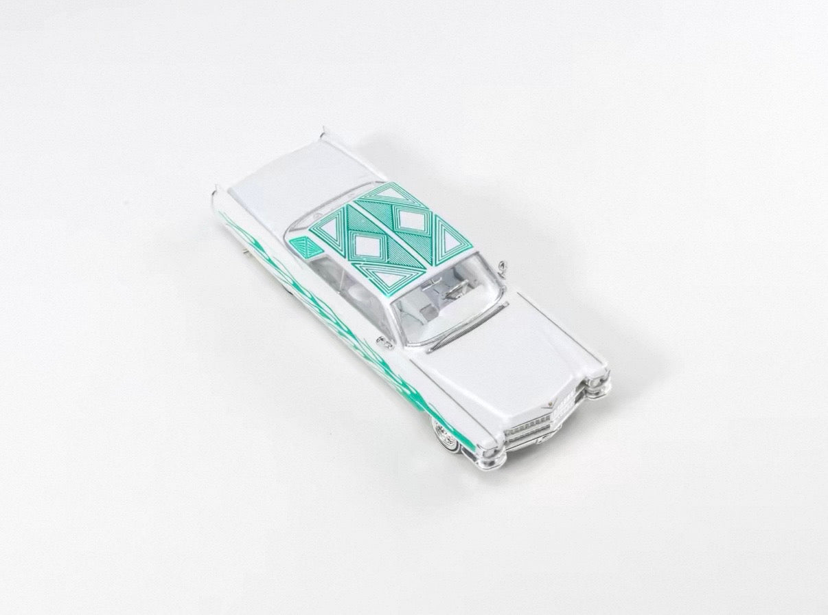 1964 Cadillac Coupe Deville White - LOWRIDER (Posable) 97m 1:64