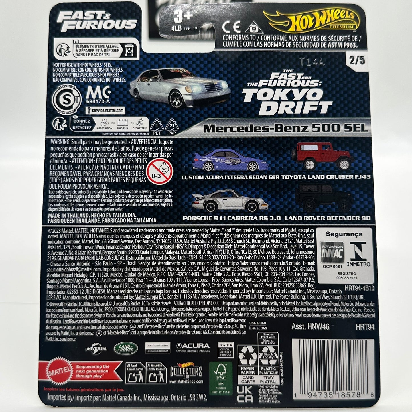 Mercedes -Benz 500 SEL FAST & FURIOUS 2/5 Hotwheels Premium