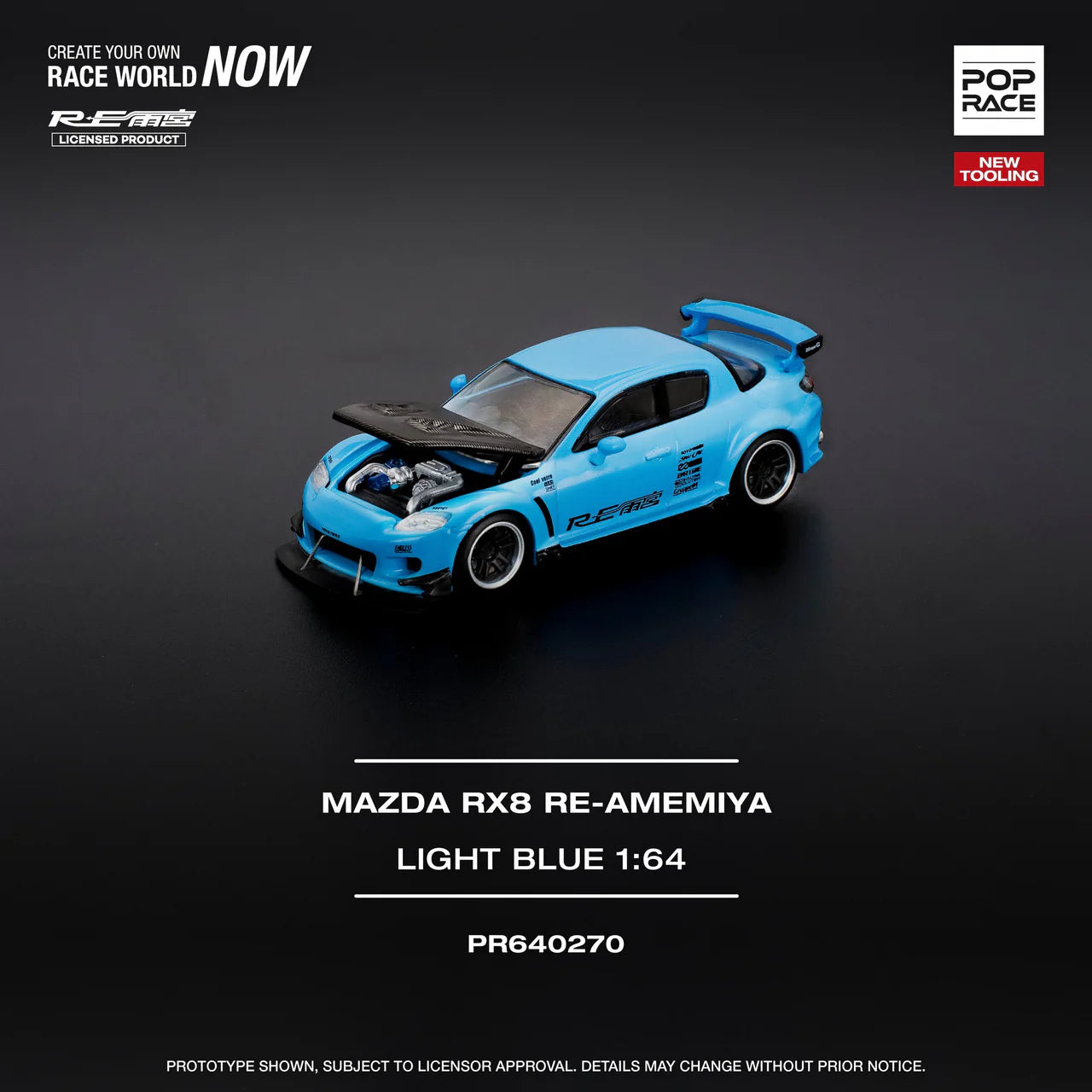 Mazda RX-8 RE-AMEMIYA Light Blue - Pop Race 1:64