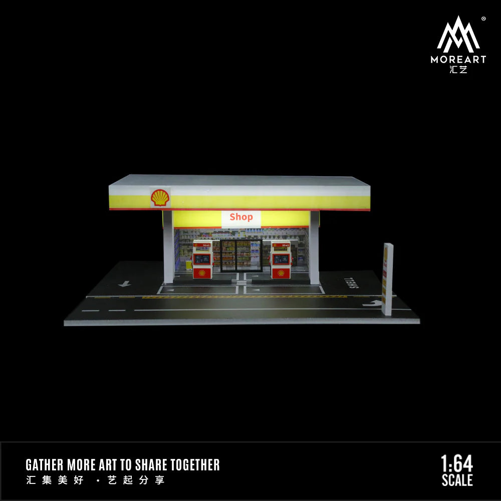 SHELL GAS STATION SCENE MODEL - MOREART 1:64