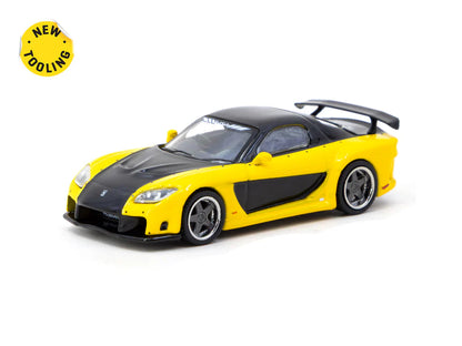 MAZDA RX-7 VEILSIDE FORTUNE7 (YELLOW / BLACK) TARMAC WORKS 1:64