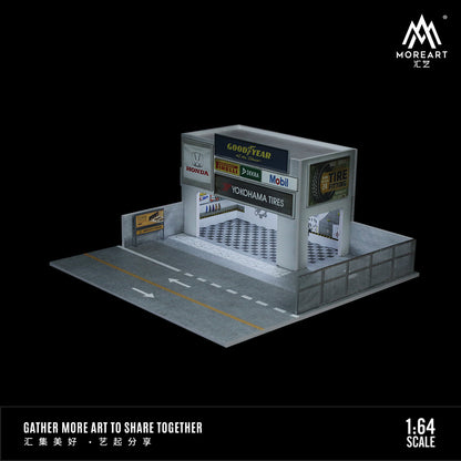 Car Modification Shop w/ LED lights Morearts 1:64