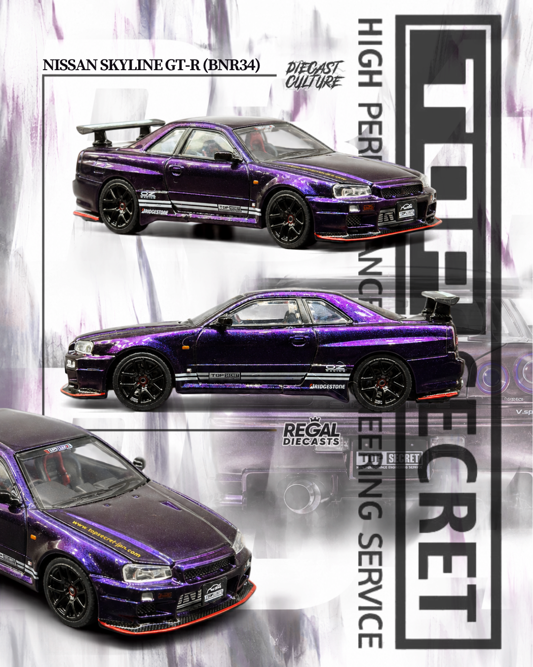 Top Secret Nissan Skyline BNR34 GT-R (Limited to 1000pcs) AUSTRALIAN EXCLUSIVE - K3 1:64