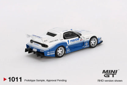 MAZDA RX-7 LB-SUPER SILHOUETTE (BLUE/WHITE) IMSA MINI GT 1:64