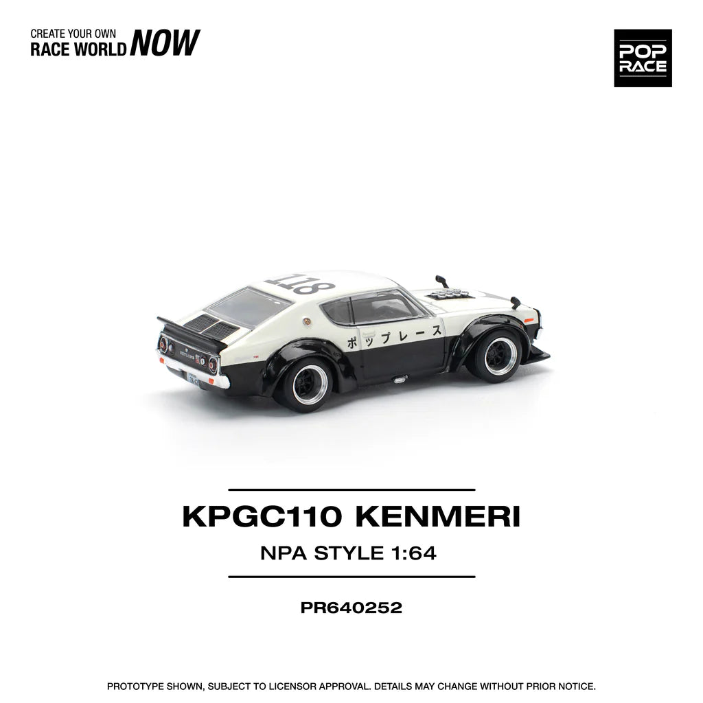 NISSAN SKYLINE GT-R (KPGC110) KENMERI V8 DRIFT CAR POLICE - POP RACE 1:64