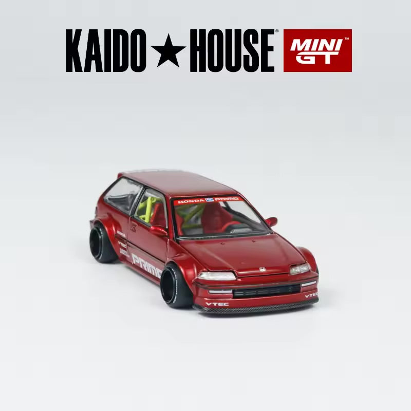 HONDA CIVIC (EF) KAIDO WORKS V2 (RED) KAIDOHOUSE X MINI GT KHMG156 1:64 Scale
