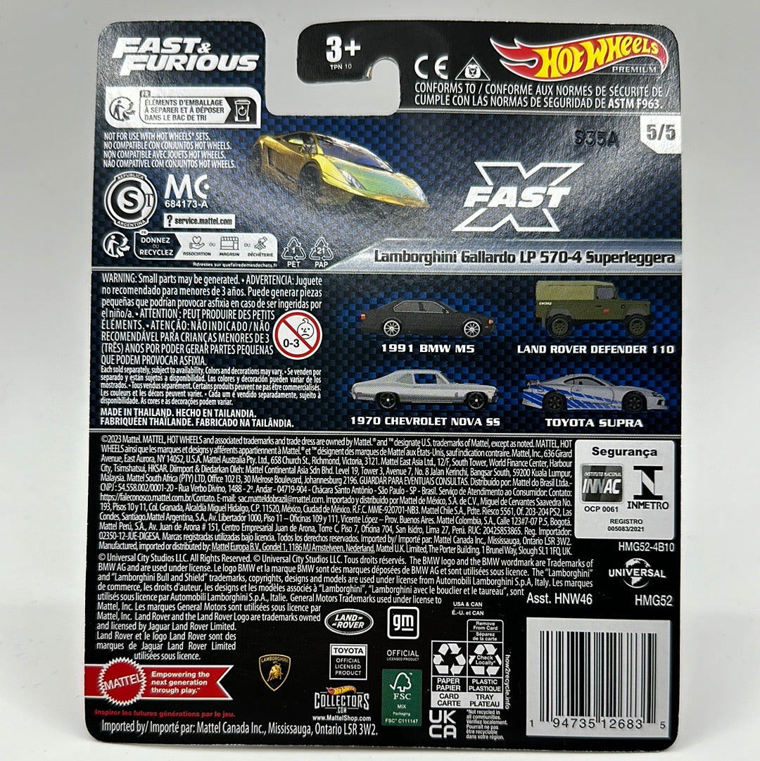 Lamborghini Gallardo LP 570-4 Superleggera Fast & Furious 5/5 Hotwheels Premium 1:64