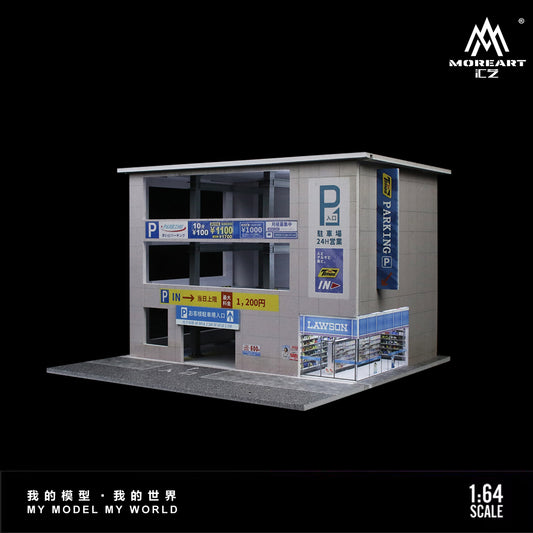 Japanese Parking Garage Scene w/LED Lights - Morearts 1:64