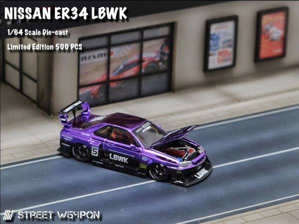Chrome Purple Skyline GTR ER34 LBWK Liberty Walk GB SW 1:64 LIMITED TO ...