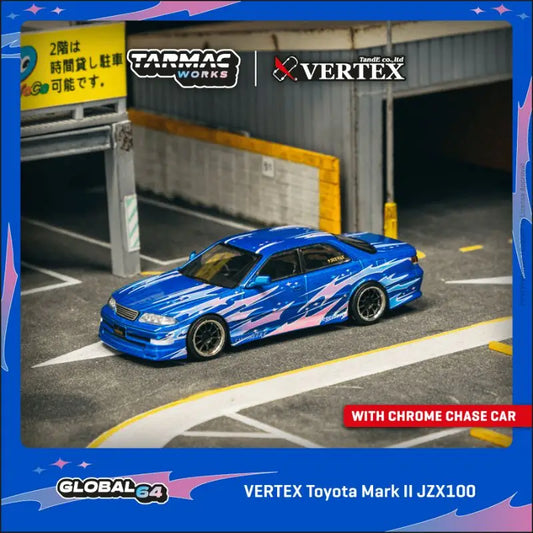 VERTEX Toyota Mark II JZX100 (Blue Metallic) - Tarmac Works 1:64