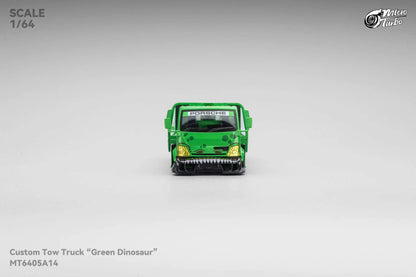 Custom Flat Bed Tow Truck REXY Dino Green - Mega Gear 1:64 Scale